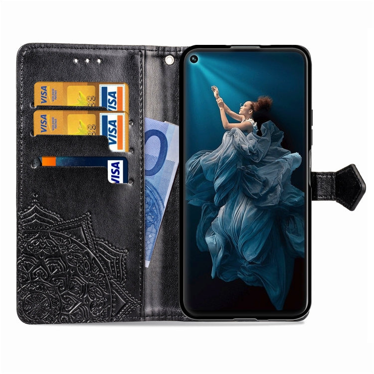 For Huawei Honor 20 Halfway Mandala Embossing Pattern Horizontal Flip Leather Case with Holder & Card Slots & Wallet & Lanyard