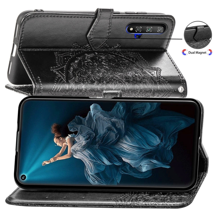 For Huawei Honor 20 Halfway Mandala Embossing Pattern Horizontal Flip Leather Case with Holder & Card Slots & Wallet & Lanyard