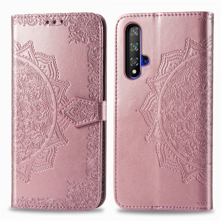 For Huawei Honor 20 Halfway Mandala Embossing Pattern Horizontal Flip Leather Case with Holder & Card Slots & Wallet & Lanyard