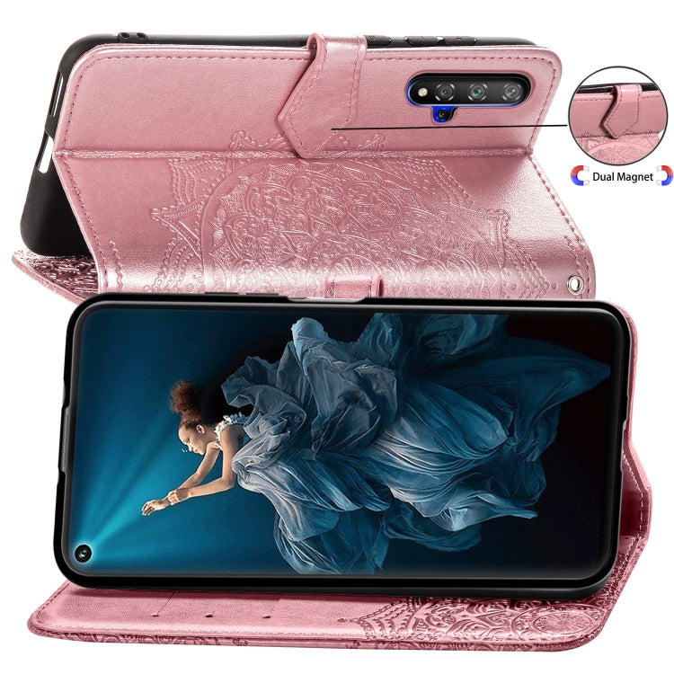 For Huawei Honor 20 Halfway Mandala Embossing Pattern Horizontal Flip Leather Case with Holder & Card Slots & Wallet & Lanyard