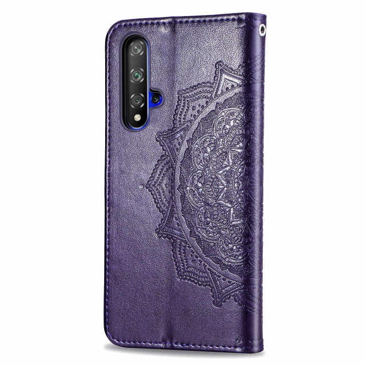 For Huawei Honor 20 Halfway Mandala Embossing Pattern Horizontal Flip Leather Case with Holder & Card Slots & Wallet & Lanyard