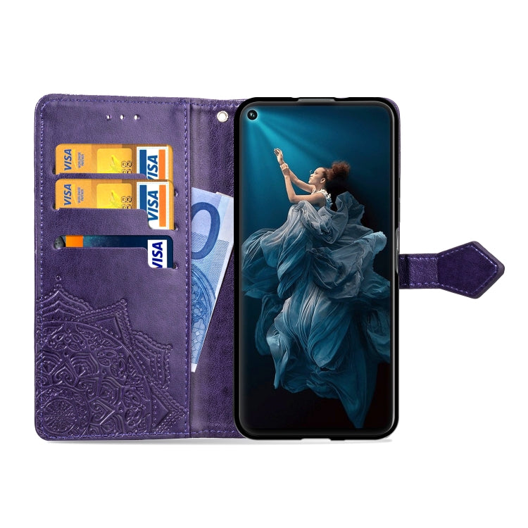 For Huawei Honor 20 Halfway Mandala Embossing Pattern Horizontal Flip Leather Case with Holder & Card Slots & Wallet & Lanyard