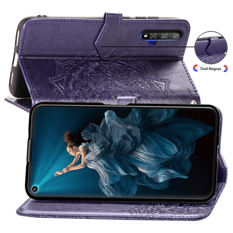 For Huawei Honor 20 Halfway Mandala Embossing Pattern Horizontal Flip Leather Case with Holder & Card Slots & Wallet & Lanyard