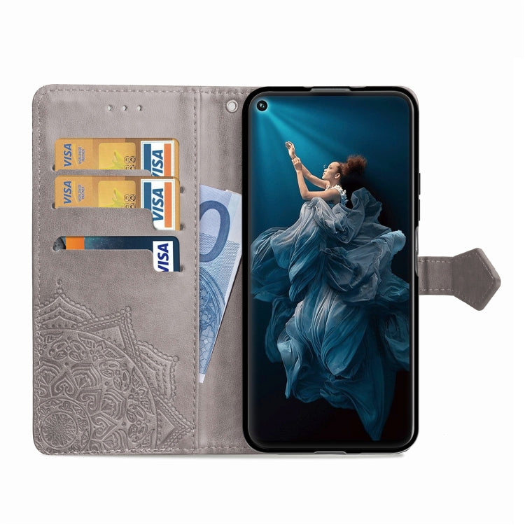 For Huawei Honor 20 Halfway Mandala Embossing Pattern Horizontal Flip Leather Case with Holder & Card Slots & Wallet & Lanyard