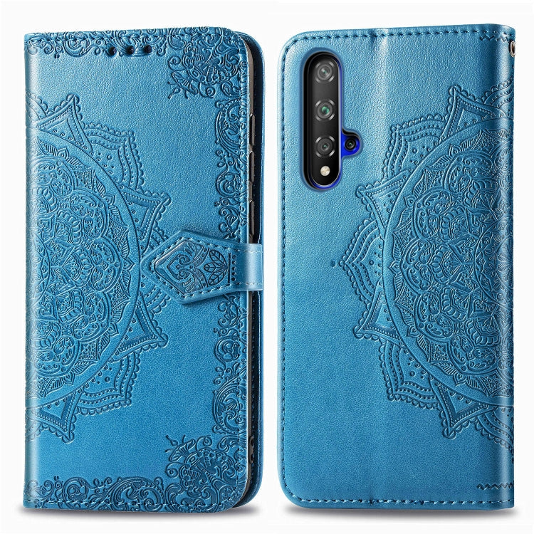 For Huawei Honor 20 Halfway Mandala Embossing Pattern Horizontal Flip Leather Case with Holder & Card Slots & Wallet & Lanyard