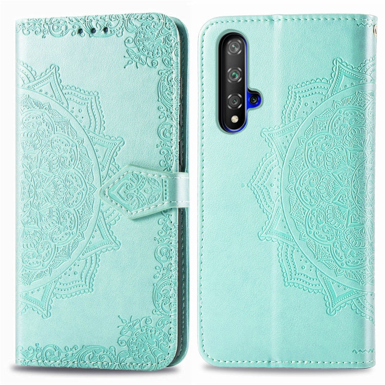 For Huawei Honor 20 Halfway Mandala Embossing Pattern Horizontal Flip Leather Case with Holder & Card Slots & Wallet & Lanyard