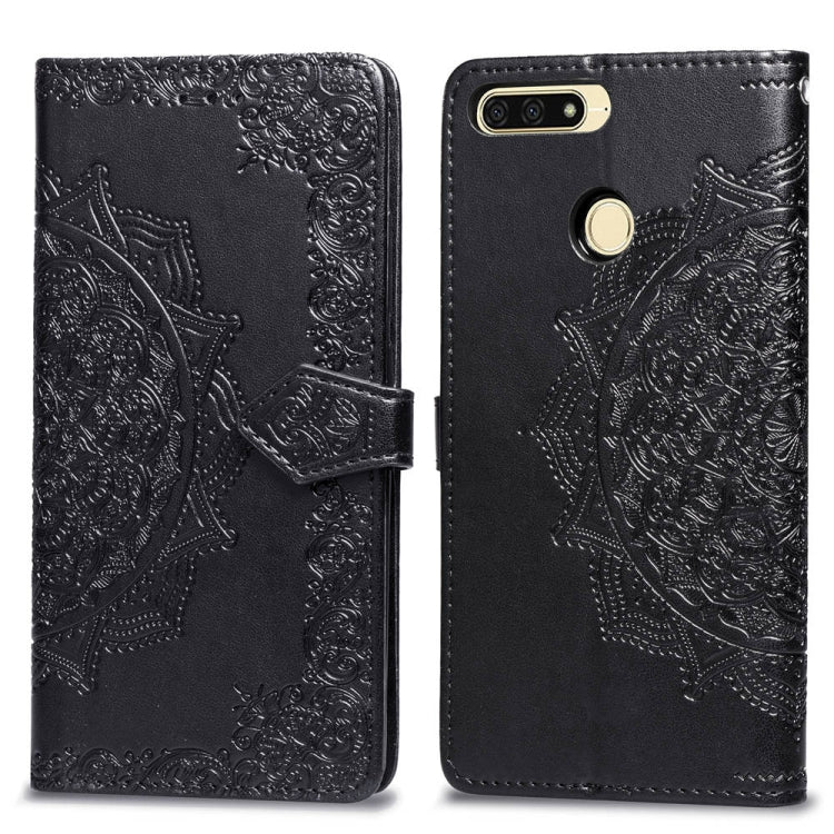 For Huawei Honor 7A Halfway Mandala Embossing Pattern Horizontal Flip Leather Case with Holder & Card Slots & Wallet & Lanyard