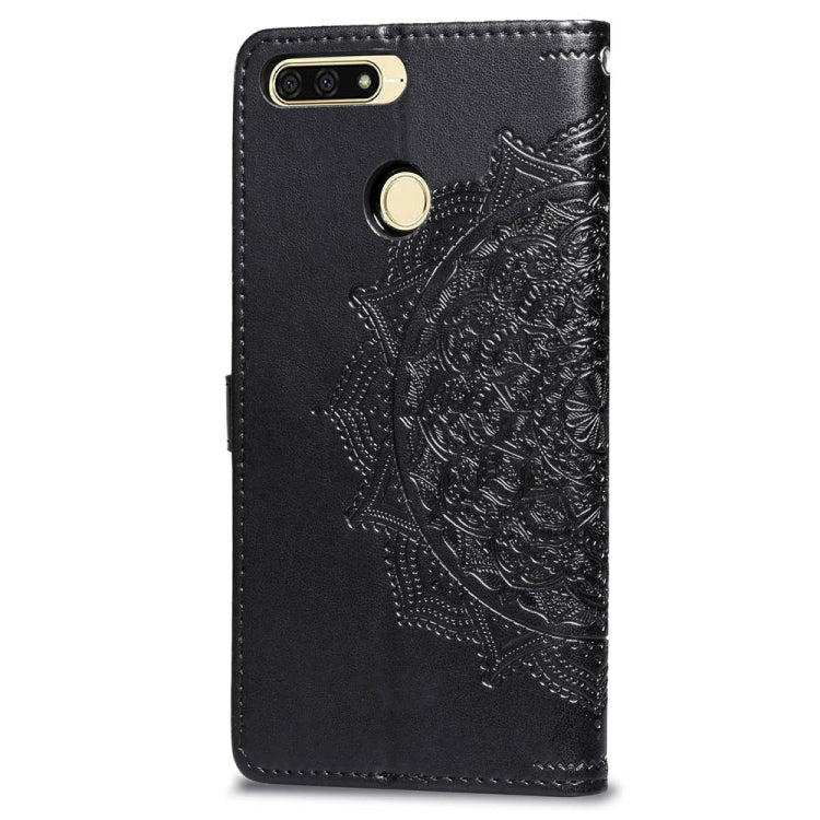 For Huawei Honor 7A Halfway Mandala Embossing Pattern Horizontal Flip Leather Case with Holder & Card Slots & Wallet & Lanyard