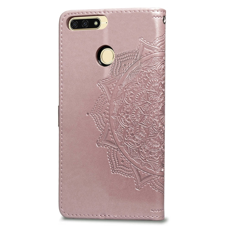 For Huawei Honor 7A Halfway Mandala Embossing Pattern Horizontal Flip Leather Case with Holder & Card Slots & Wallet & Lanyard