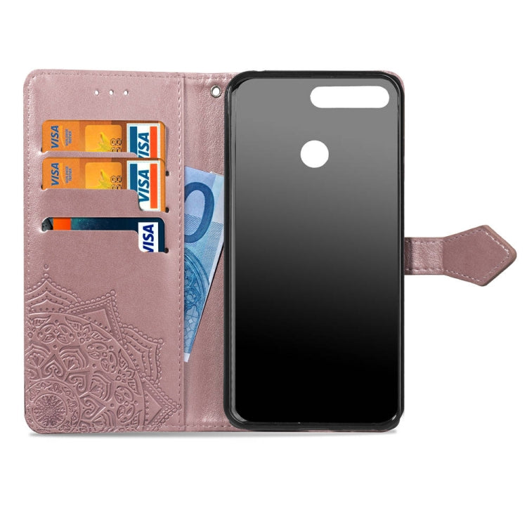 For Huawei Honor 7A Halfway Mandala Embossing Pattern Horizontal Flip Leather Case with Holder & Card Slots & Wallet & Lanyard