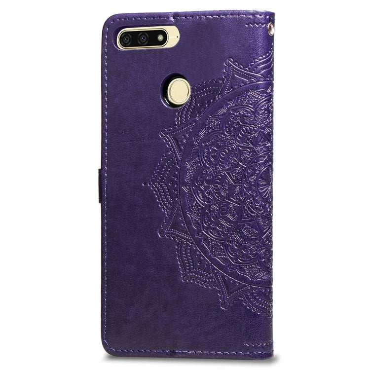 For Huawei Honor 7A Halfway Mandala Embossing Pattern Horizontal Flip Leather Case with Holder & Card Slots & Wallet & Lanyard