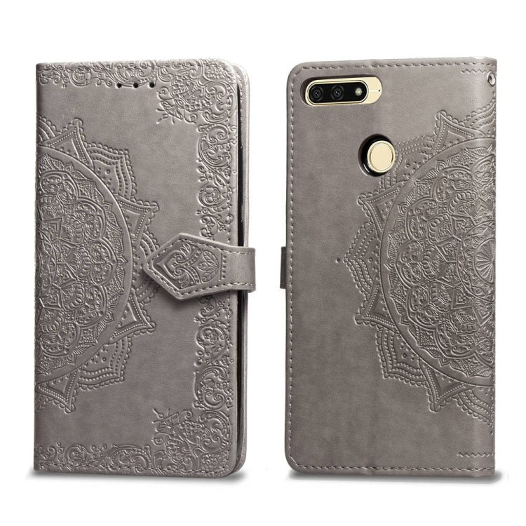 For Huawei Honor 7A Halfway Mandala Embossing Pattern Horizontal Flip Leather Case with Holder & Card Slots & Wallet & Lanyard
