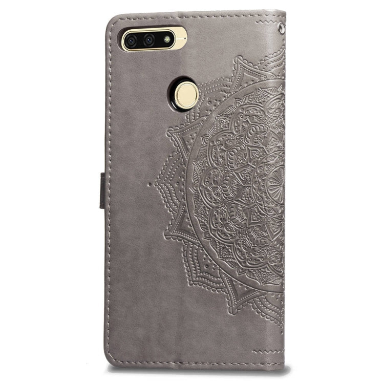 For Huawei Honor 7A Halfway Mandala Embossing Pattern Horizontal Flip Leather Case with Holder & Card Slots & Wallet & Lanyard