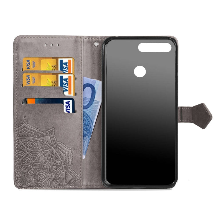 For Huawei Honor 7A Halfway Mandala Embossing Pattern Horizontal Flip Leather Case with Holder & Card Slots & Wallet & Lanyard