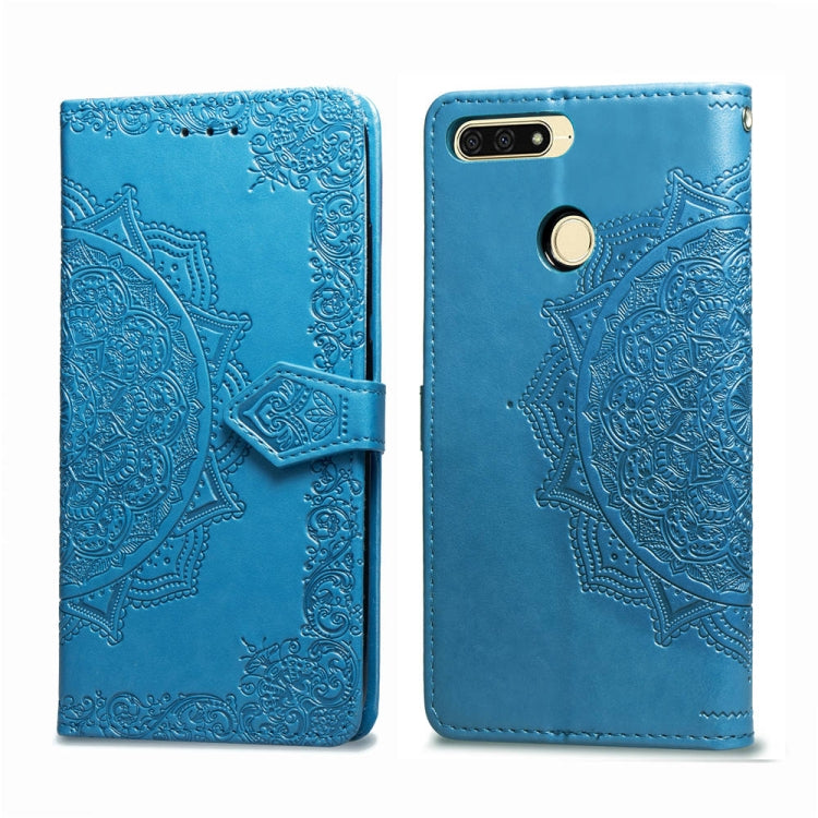 For Huawei Honor 7A Halfway Mandala Embossing Pattern Horizontal Flip Leather Case with Holder & Card Slots & Wallet & Lanyard