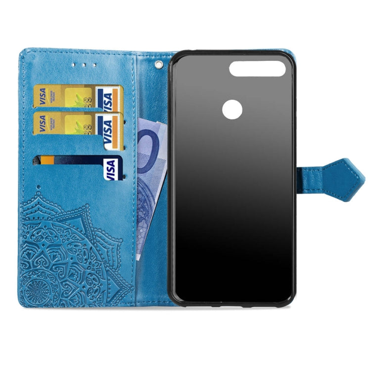 For Huawei Honor 7A Halfway Mandala Embossing Pattern Horizontal Flip Leather Case with Holder & Card Slots & Wallet & Lanyard