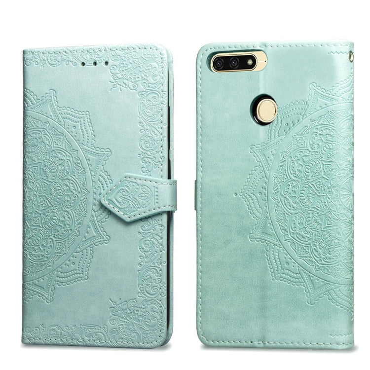 For Huawei Honor 7A Halfway Mandala Embossing Pattern Horizontal Flip Leather Case with Holder & Card Slots & Wallet & Lanyard
