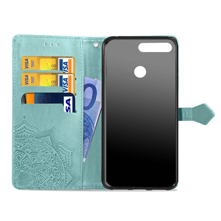 For Huawei Honor 7A Halfway Mandala Embossing Pattern Horizontal Flip Leather Case with Holder & Card Slots & Wallet & Lanyard