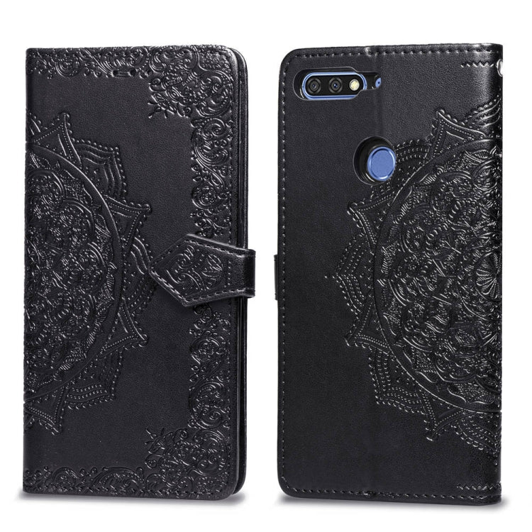 For Huawei Honor 7C Halfway Mandala Embossing Pattern Horizontal Flip Leather Case with Holder & Card Slots & Wallet & Lanyard