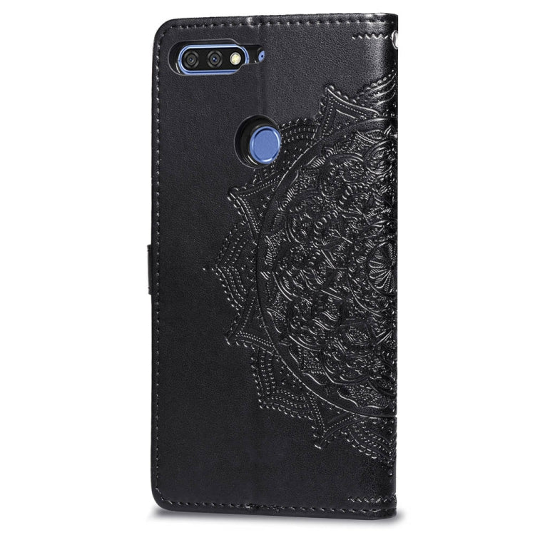 For Huawei Honor 7C Halfway Mandala Embossing Pattern Horizontal Flip Leather Case with Holder & Card Slots & Wallet & Lanyard