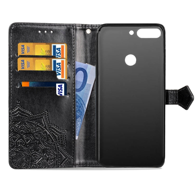 For Huawei Honor 7C Halfway Mandala Embossing Pattern Horizontal Flip Leather Case with Holder & Card Slots & Wallet & Lanyard