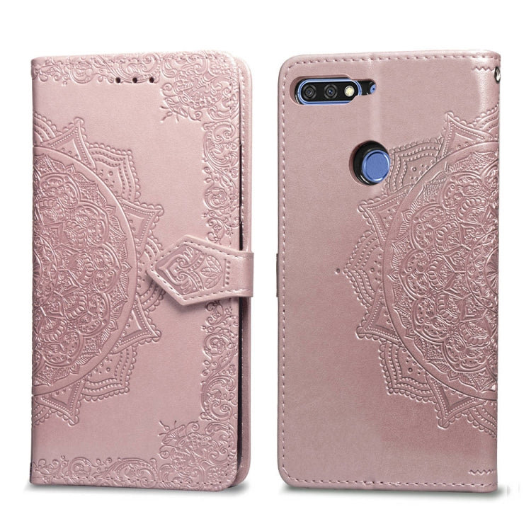 For Huawei Honor 7C Halfway Mandala Embossing Pattern Horizontal Flip Leather Case with Holder & Card Slots & Wallet & Lanyard