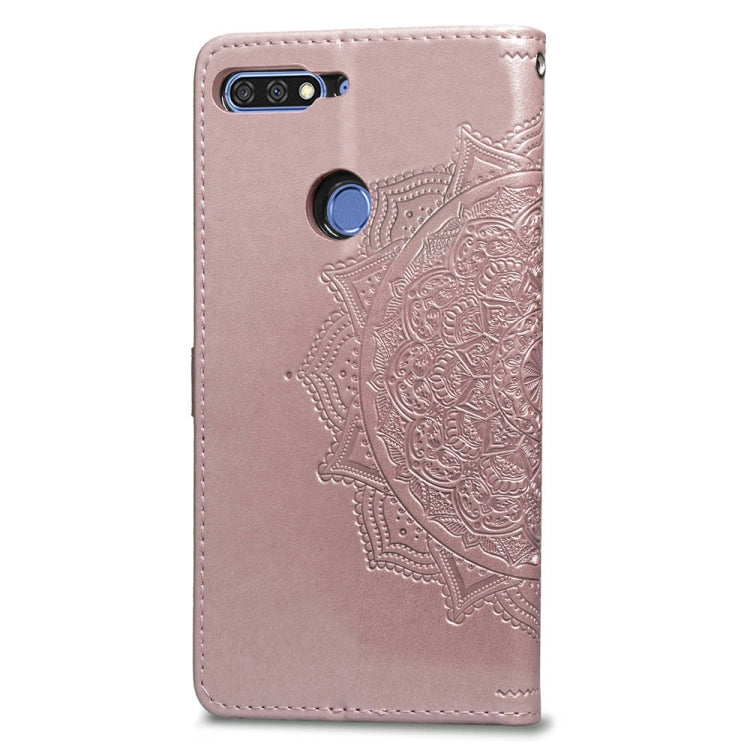 For Huawei Honor 7C Halfway Mandala Embossing Pattern Horizontal Flip Leather Case with Holder & Card Slots & Wallet & Lanyard