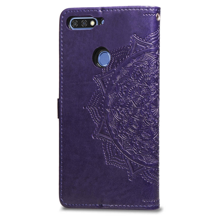 For Huawei Honor 7C Halfway Mandala Embossing Pattern Horizontal Flip Leather Case with Holder & Card Slots & Wallet & Lanyard