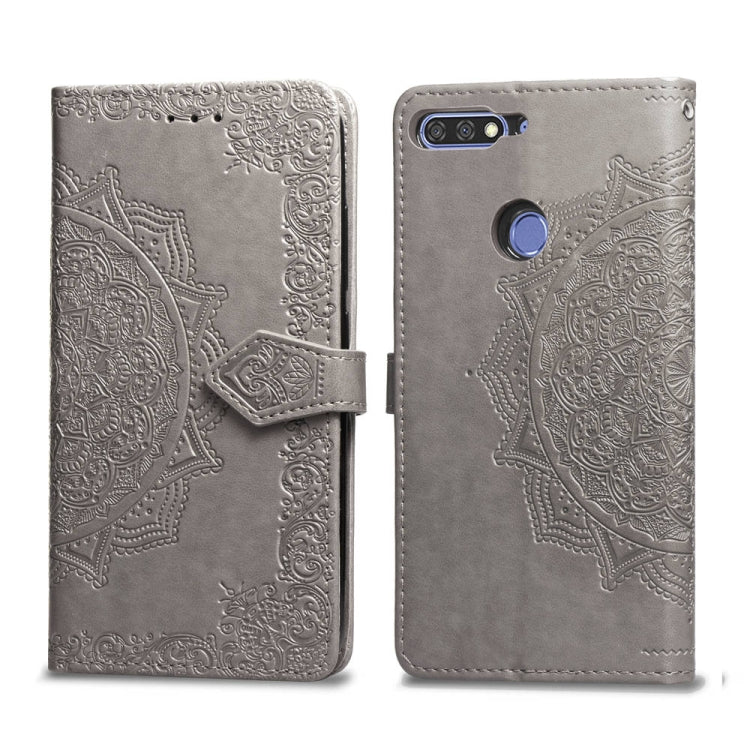 For Huawei Honor 7C Halfway Mandala Embossing Pattern Horizontal Flip Leather Case with Holder & Card Slots & Wallet & Lanyard