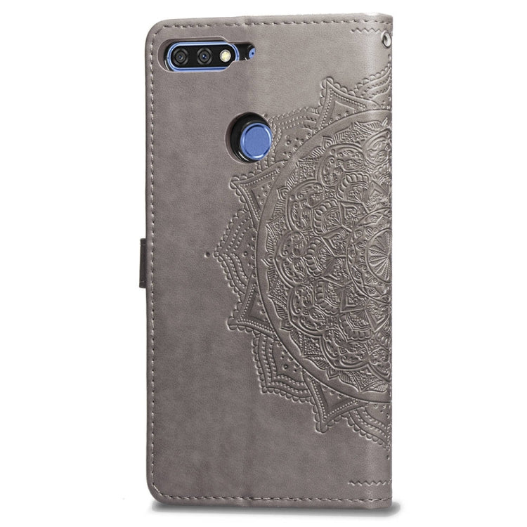 For Huawei Honor 7C Halfway Mandala Embossing Pattern Horizontal Flip Leather Case with Holder & Card Slots & Wallet & Lanyard
