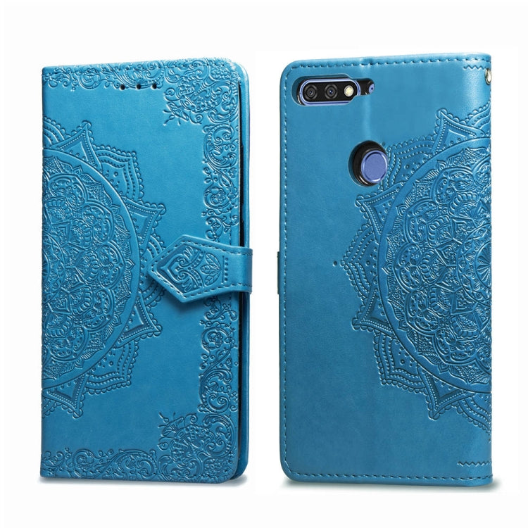 For Huawei Honor 7C Halfway Mandala Embossing Pattern Horizontal Flip Leather Case with Holder & Card Slots & Wallet & Lanyard