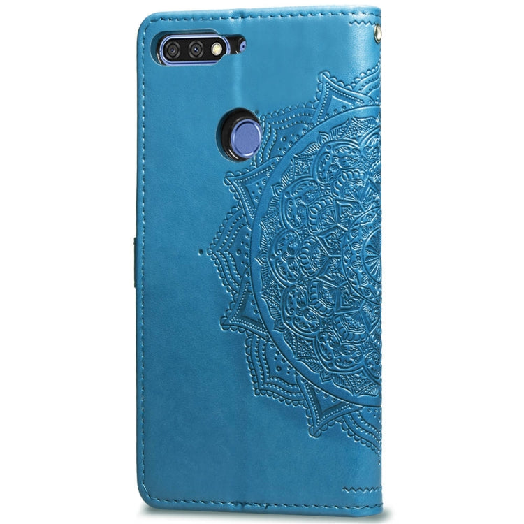 For Huawei Honor 7C Halfway Mandala Embossing Pattern Horizontal Flip Leather Case with Holder & Card Slots & Wallet & Lanyard