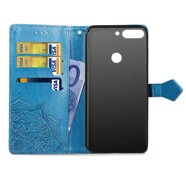 For Huawei Honor 7C Halfway Mandala Embossing Pattern Horizontal Flip Leather Case with Holder & Card Slots & Wallet & Lanyard