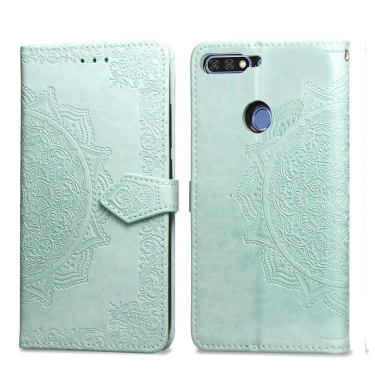 For Huawei Honor 7C Halfway Mandala Embossing Pattern Horizontal Flip Leather Case with Holder & Card Slots & Wallet & Lanyard
