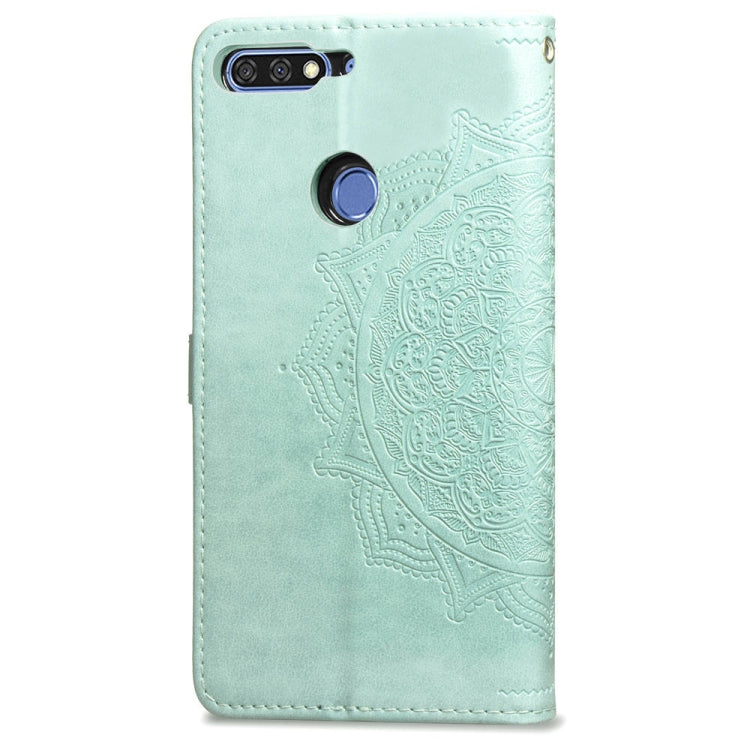 For Huawei Honor 7C Halfway Mandala Embossing Pattern Horizontal Flip Leather Case with Holder & Card Slots & Wallet & Lanyard