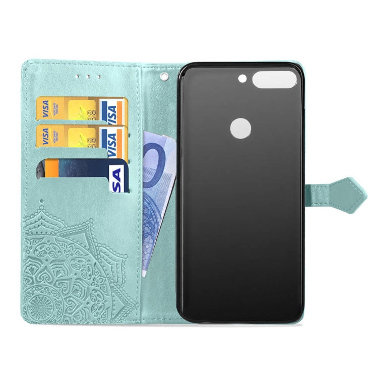 For Huawei Honor 7C Halfway Mandala Embossing Pattern Horizontal Flip Leather Case with Holder & Card Slots & Wallet & Lanyard