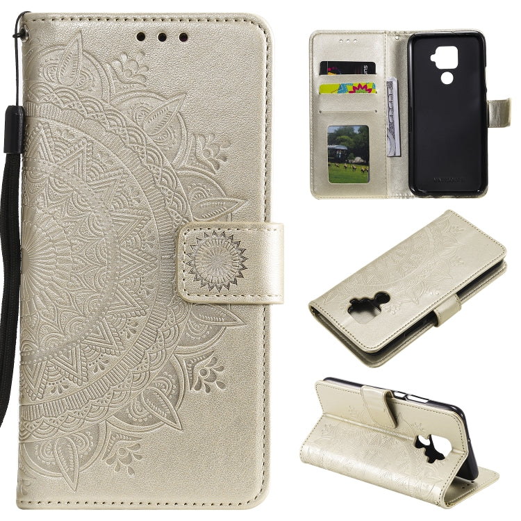 For Huawei Mate 30 Lite Totem Flower Embossed Horizontal Flip TPU + PU Leather Case with Holder & Card Slots & Wallet