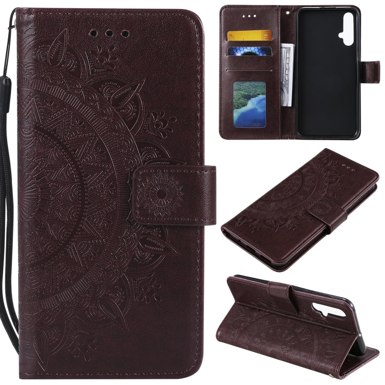 For Huawei nova 5 Totem Flower Embossed Horizontal Flip TPU + PU Leather Case with Holder & Card Slots & Wallet