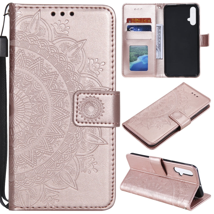 For Huawei nova 5 Totem Flower Embossed Horizontal Flip TPU + PU Leather Case with Holder & Card Slots & Wallet