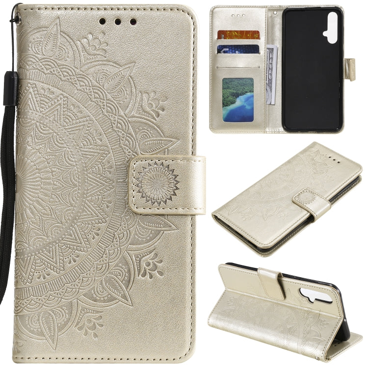 For Huawei nova 5 Totem Flower Embossed Horizontal Flip TPU + PU Leather Case with Holder & Card Slots & Wallet