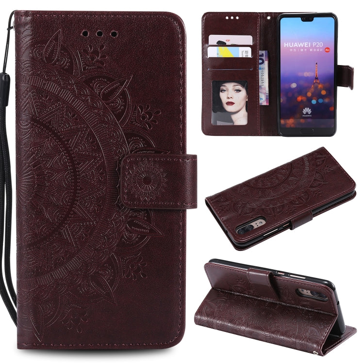 For Huawei P20 Totem Flower Embossed Horizontal Flip TPU + PU Leather Case with Holder & Card Slots & Wallet