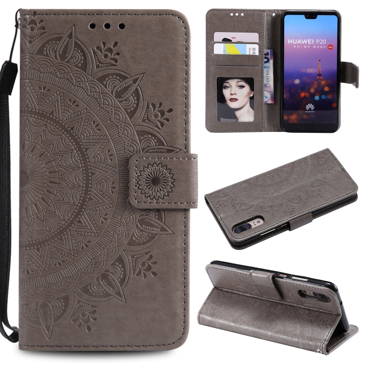 For Huawei P20 Totem Flower Embossed Horizontal Flip TPU + PU Leather Case with Holder & Card Slots & Wallet