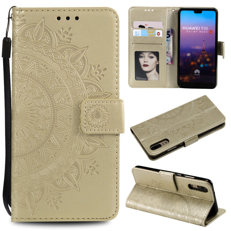 For Huawei P20 Totem Flower Embossed Horizontal Flip TPU + PU Leather Case with Holder & Card Slots & Wallet