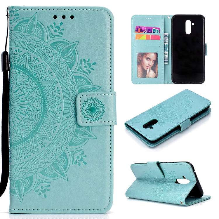 For Huawei Mate 20 Lite Totem Flower Embossed Horizontal Flip TPU + PU Leather Case with Holder & Card Slots & Wallet