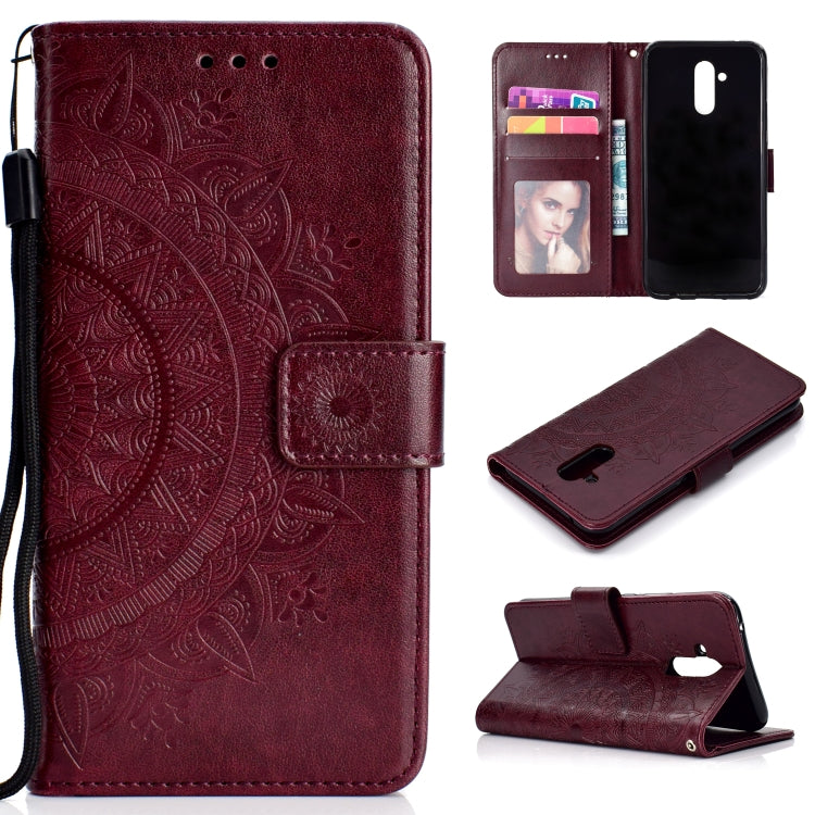 For Huawei Mate 20 Lite Totem Flower Embossed Horizontal Flip TPU + PU Leather Case with Holder & Card Slots & Wallet