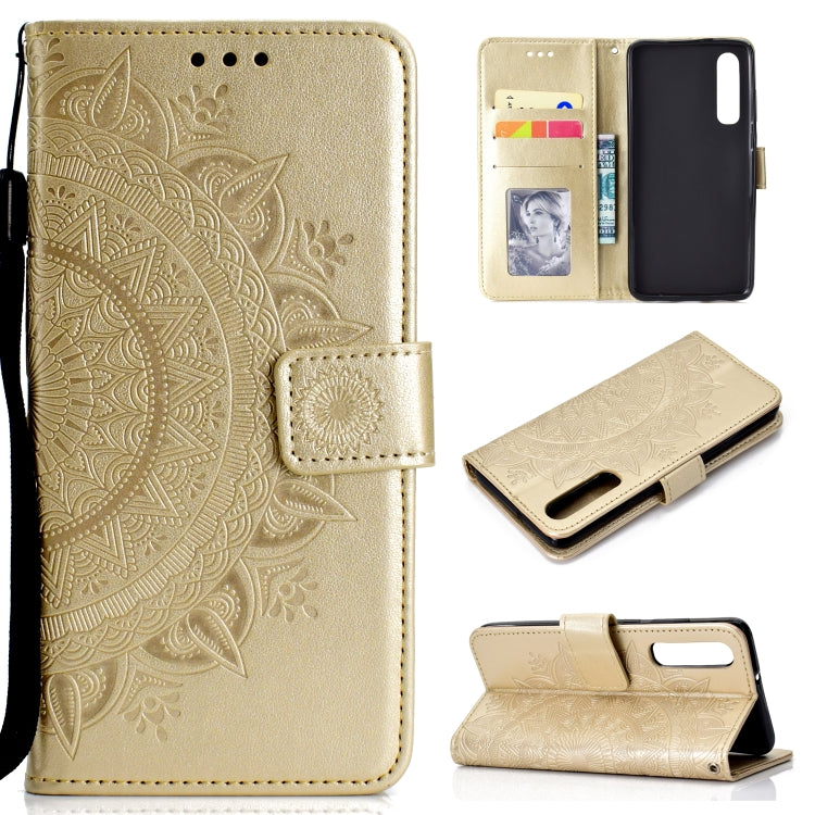 For Huawei P30 Totem Flower Embossed Horizontal Flip TPU + PU Leather Case with Holder & Card Slots & Wallet