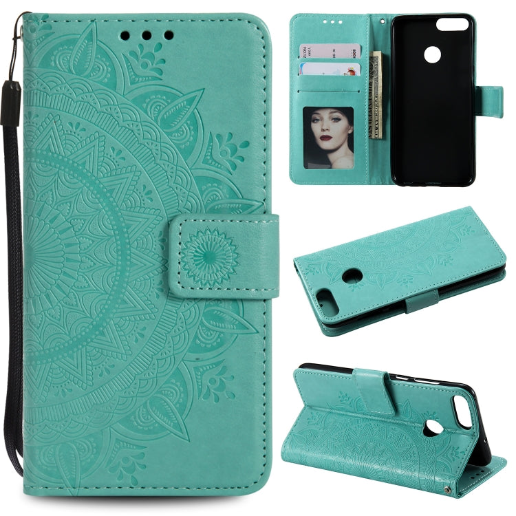 For Huawei P smart Totem Flower Embossed Horizontal Flip TPU + PU Leather Case with Holder & Card Slots & Wallet