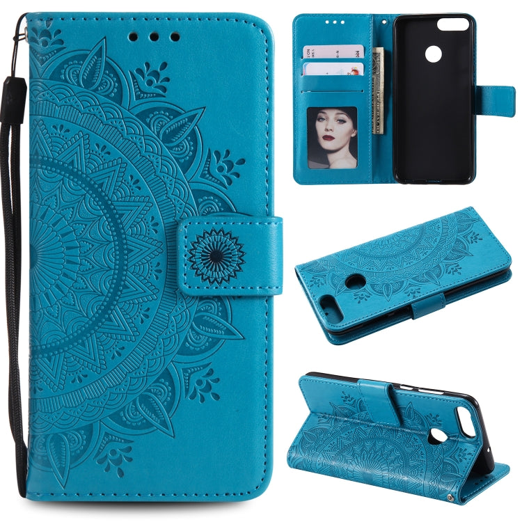 For Huawei P smart Totem Flower Embossed Horizontal Flip TPU + PU Leather Case with Holder & Card Slots & Wallet
