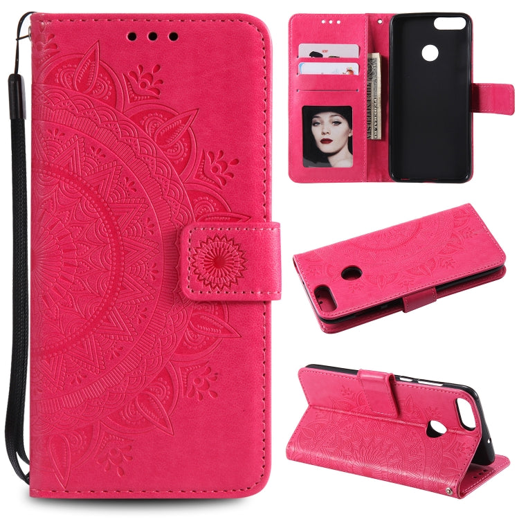 For Huawei P smart Totem Flower Embossed Horizontal Flip TPU + PU Leather Case with Holder & Card Slots & Wallet