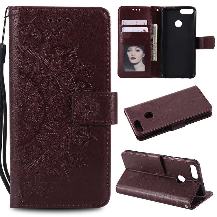 For Huawei P smart Totem Flower Embossed Horizontal Flip TPU + PU Leather Case with Holder & Card Slots & Wallet